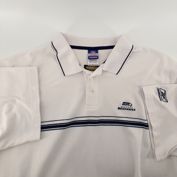 Reebok Other - Vintage Reebok Seattle Seahawks NFL Polo Shirt PlayDry Striped White 2XL Mens